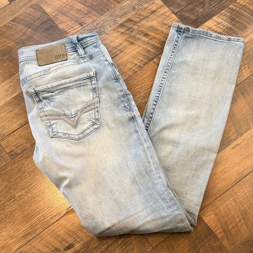 BKE Men’s Slim Straight Jeans - Light Blue